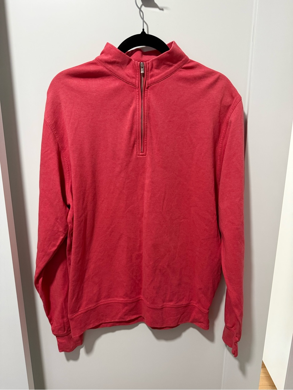 Peter Millar Men's Coral-Red 1/4 Zip Pullover